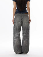 Paint-Splatter Streetwear Wide Leg Jeans Pants 4