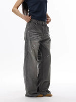 Paint-Splatter Streetwear Wide Leg Jeans Pants 5