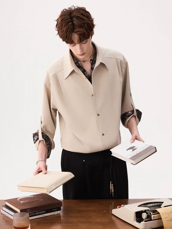 Paisley Trim Faux Two-Piece Shirt 2