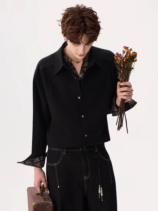 Paisley Trim Faux Two-Piece Shirt 5