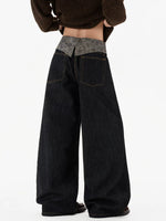 Paisley Waist Wide-Leg Denim Pants 3