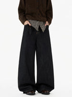 Paisley Waist Wide-Leg Denim Pants 4