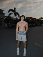 Patchwork Denim Sweat Shorts Pants 2