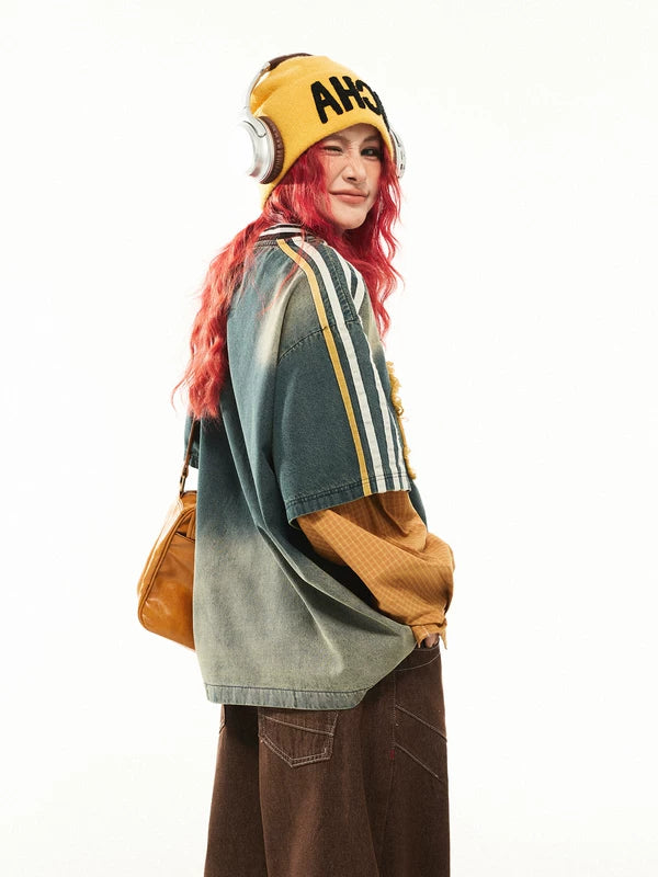 Patchwork Faux Layered Long Sleeve Top 3