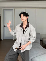 Patchwork Faux Two-Piece Casual Shirt 2