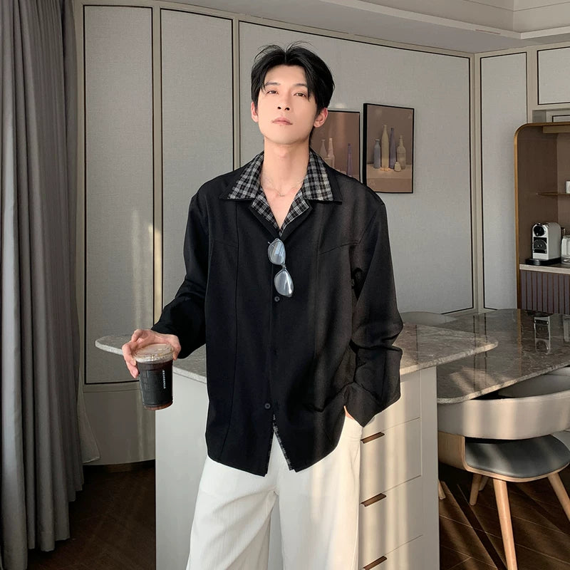 6192162242105,6192162242106,6192162242107,6192162242108, Patchwork Faux Two-Piece Casual Shirt