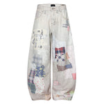 Patchwork Graffiti Print Wide-Leg Pants 5