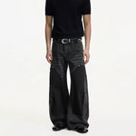 Patchwork Wide Leg Curved Blade Jeans Pants 2