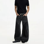 Patchwork Wide Leg Curved Blade Jeans Pants 3