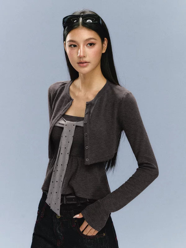 Peplum Cardigan and Polka Dot Top Set 4