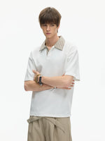 Plaid Collar Faux Two-Piece Shirt 2