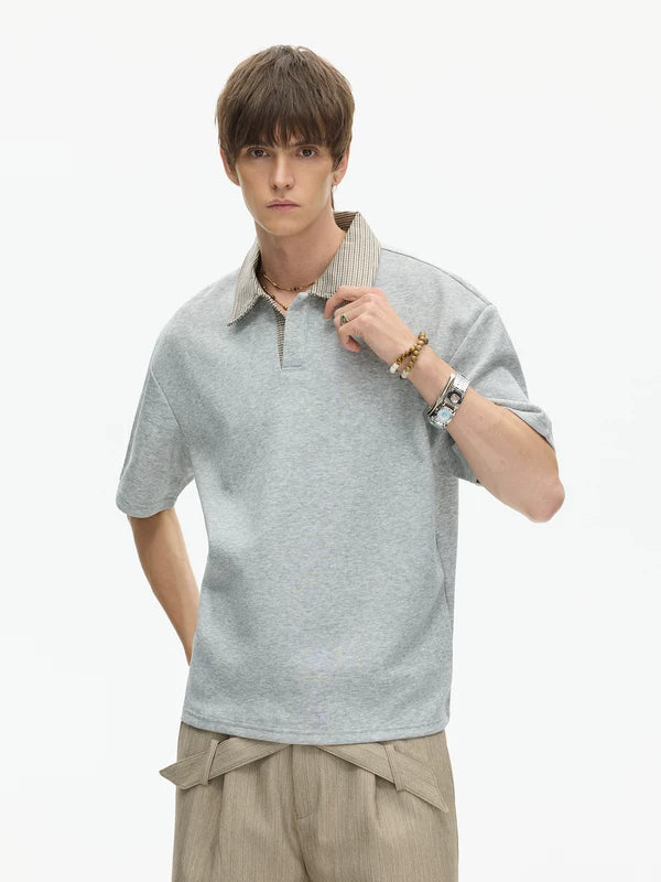 Plaid Collar Faux Two-Piece Shirt 4