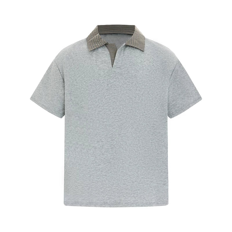 6204030283352,6204030283353,6204030283354,6204030283355, Plaid Collar Faux Two-Piece Shirt