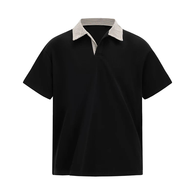 6204030283360,6204030283361,6204030283362,6204030283363, Plaid Collar Faux Two-Piece Shirt