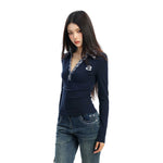 Plaid Collar Slim Fit Long Sleeve Polo 5