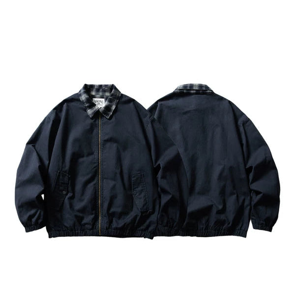 Plaid Collar Zip-Up Work Jacket 3