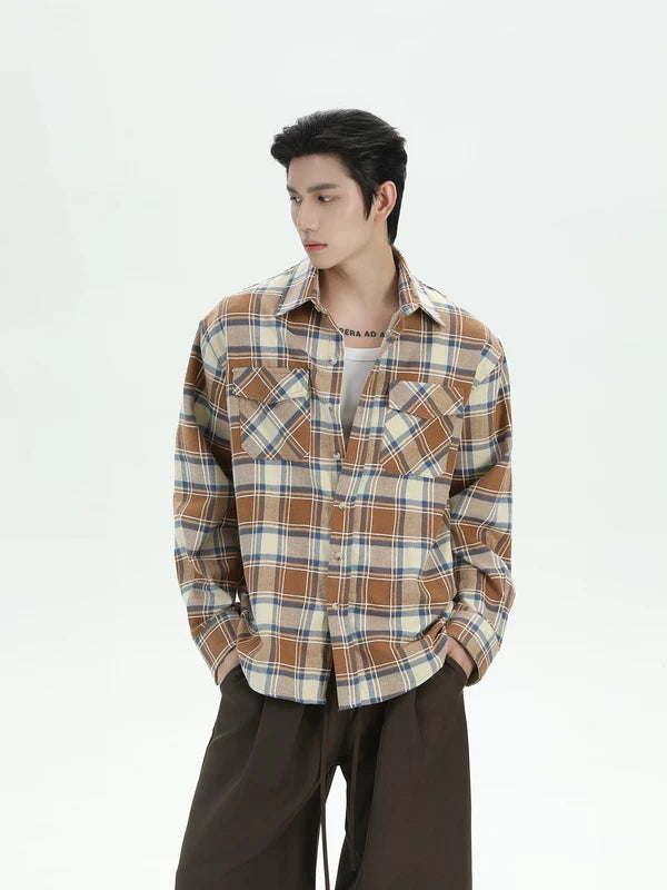 Plaid Cotton Long Sleeve Casual Shirt 2