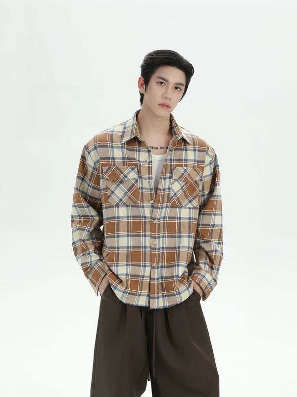 Plaid Cotton Long Sleeve Casual Shirt 4