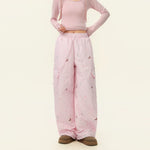 Plaid Deer Print Drawstring Cargo Pants 2