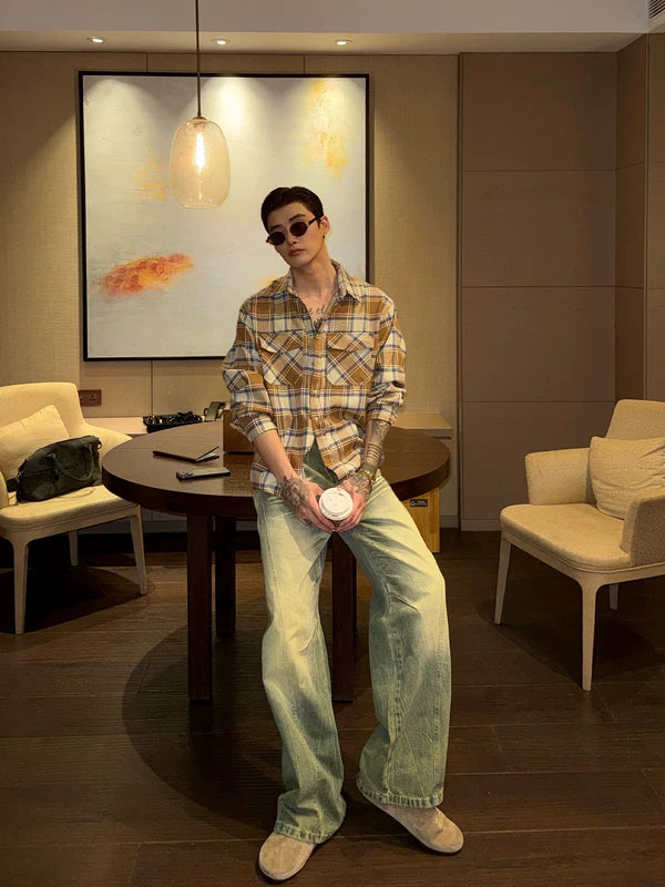 Plaid Double Pocket Long Sleeve Shirt 3