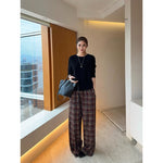 Plaid Elastic Waist Wide Leg Pants 4