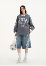 Plaid Graphic V-Neck Oversized Shirt 5