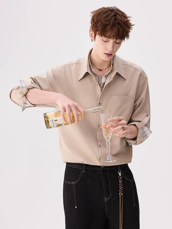 Plaid Layered Collar Long Sleeve Shirt 3