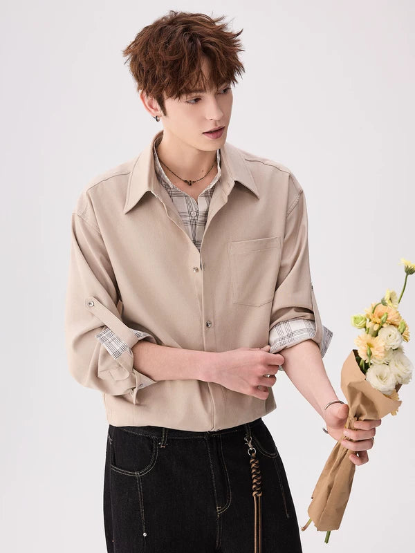 Plaid Layered Collar Long Sleeve Shirt 4