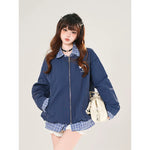 Plaid Layered Look Baseball Jacket 4