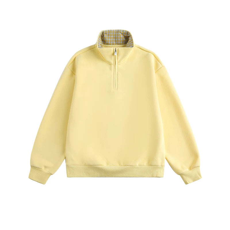1627207:28324,5994707809888,1627207:28324,5994707809889,1627207:28324,5994707809891,1627207:28324,5994707809892,1627207:28324,5994707809890,5994707809888,5994707809889,5994707809891,5994707809892,5994707809890, Plaid Lined Half-Zip Stand Collar Sweatshirt