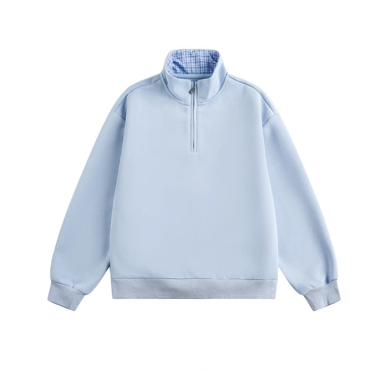 1627207:28338,5994707809900,1627207:28338,5994707809901,1627207:28338,5994707809902,1627207:28338,5994707809899,1627207:28338,5994707809898,5994707809900,5994707809901,5994707809902,5994707809899,5994707809898, Plaid Lined Half-Zip Stand Collar Sweatshirt