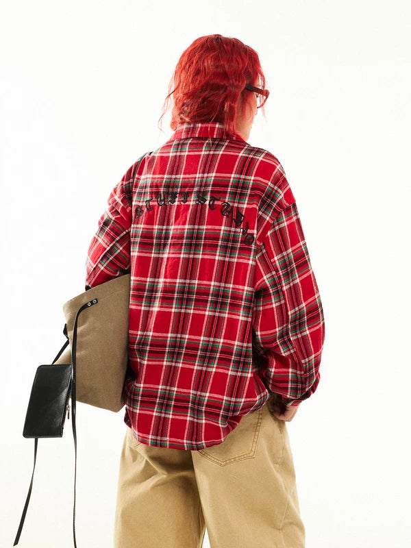 Plaid Long-Sleeve Cotton Shirt Jacket 5