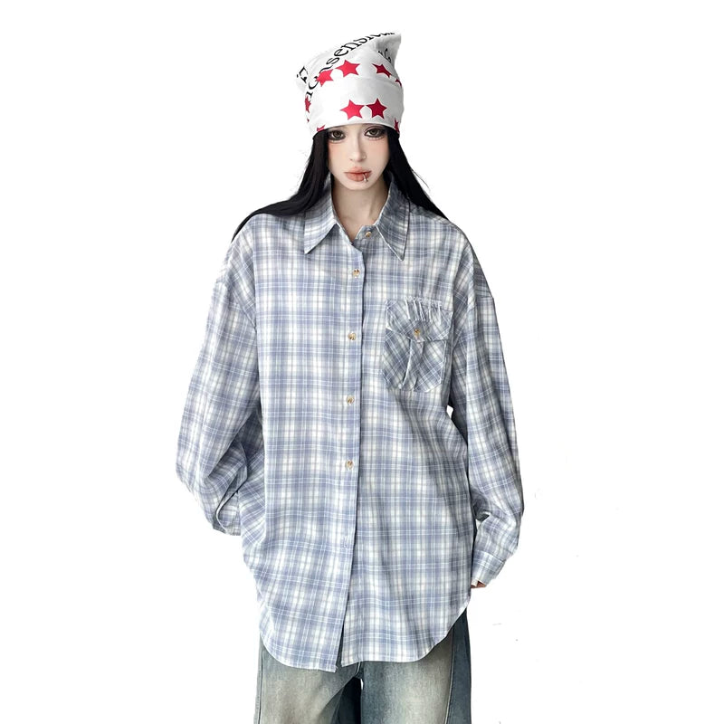 Plaid Long Sleeve Loose Fit Shirt 4