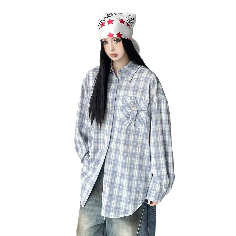 Plaid Long Sleeve Loose Fit Shirt 5