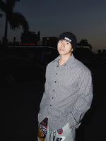 Plaid Long-Sleeve Shirt with Ruched Front 3