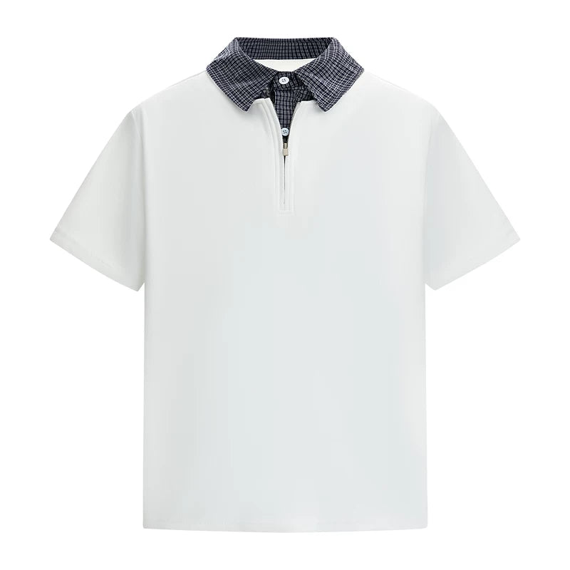 6039462577168,6039462577169,6039462577170,6039462577171, Plaid Patchwork Collar Faux Two-Piece Shirt