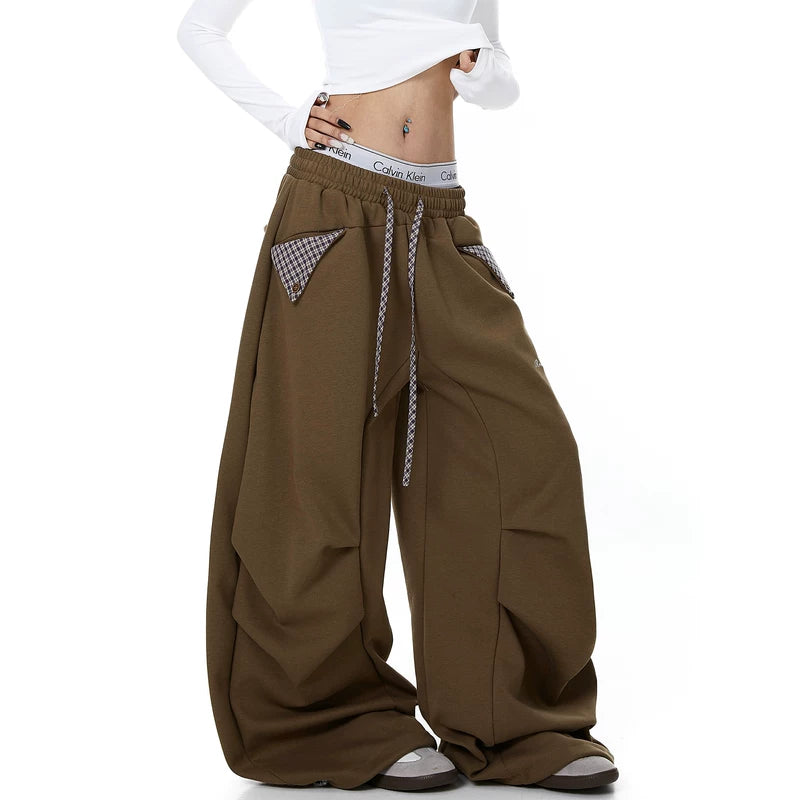 Plaid Patchwork Wide-Leg Dance Sweatpants 2