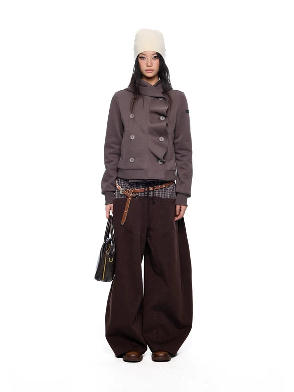 Plaid Patchwork Wide-Leg Drawstring Pants 4