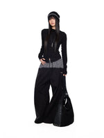 Plaid Patchwork Wide-Leg Drawstring Pants 5