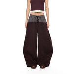 6184982651677,6184982651678,6184982651679, Plaid Patchwork Wide-Leg Drawstring Pants