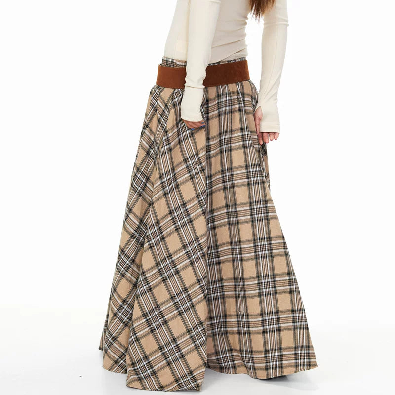 Plaid Pleated A-Line Midi Skirt 3