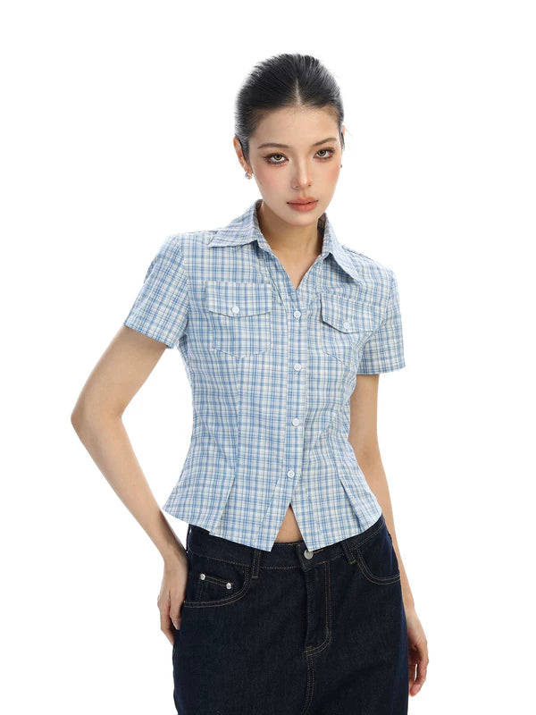 Plaid Short Sleeve Button Front Shirt 2