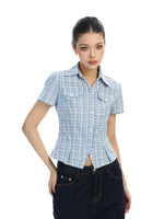 Plaid Short Sleeve Button Front Shirt 2