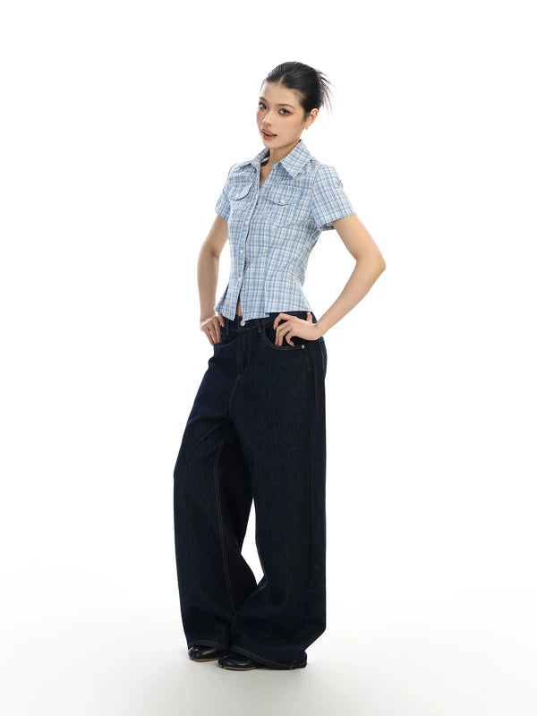 Plaid Short Sleeve Button Front Shirt 3