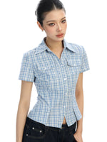 Plaid Short Sleeve Button Front Shirt 5