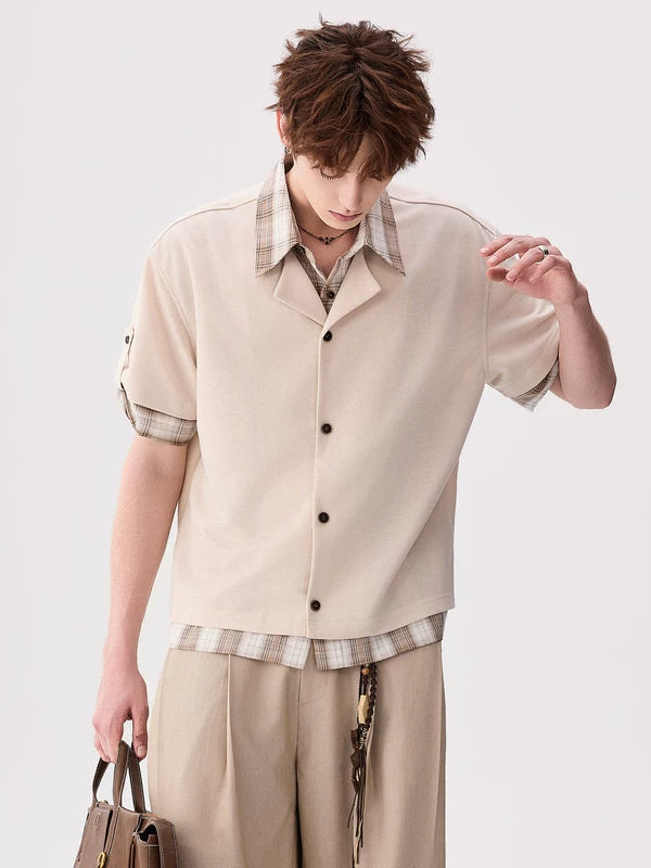 Plaid Trim Linen Blend Short Sleeve Cardigan 3