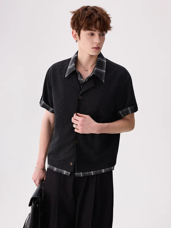 Plaid Trim Linen Blend Short Sleeve Cardigan 5