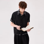 6036853312323,6036853312324,6036853312325,6036853312326, Plaid Trim Linen Blend Short Sleeve Cardigan