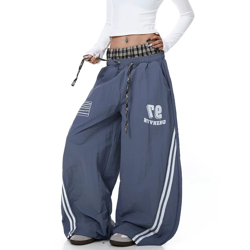 Plaid Waist Street Dance Wide Leg Pants 2