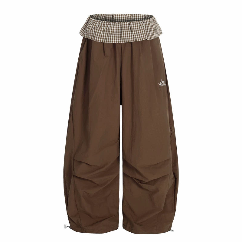 1627207:4168285,6007949348570,1627207:4168285,6007949348568,1627207:4168285,6007949348566,1627207:4168285,6007949348564,6007949348570,6007949348568,6007949348566,6007949348564, Plaid Waist Wide Leg Paratrooper Pants